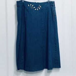 City Girl Sport Vintage Denim Skirt Size 12 Cotton Studded Embellished A-Line